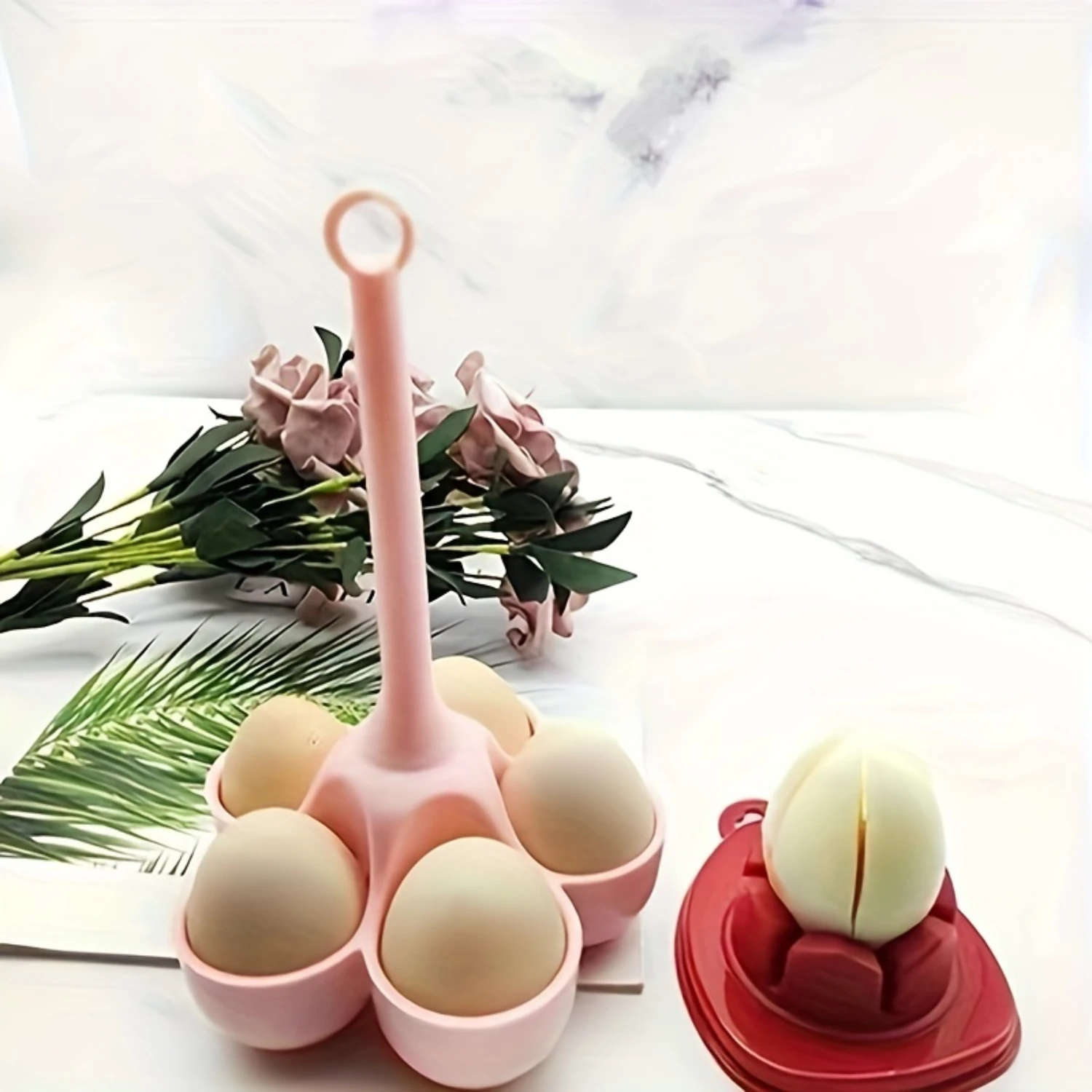 

YunHai 5 Holes Egg Cooker, Heat-resistant Silicone Egg Boiler Egg Tray BPA Free With Handles Egg Rack Egg Steam Cup Warming Tray