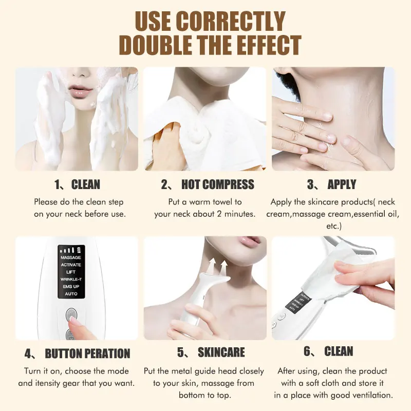 7-kleuren EMS Hals Gezicht Lifting Massager Foton Therapie Huid Draai Anti Rimpel Gezicht Hals Schoonheid Apparaat Dubbele Kin Remover