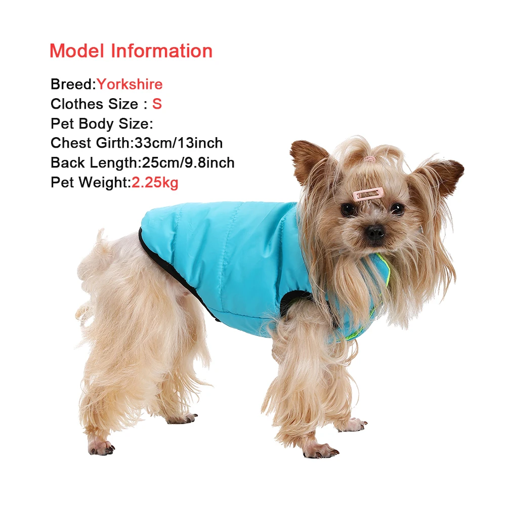 Wasserdichte warme Hundekleidung für kleine und mittelgroße Hunde, wendbare Winter-Haustierjacke, gepolsterte Weste, leichtes Welpenmantel-Kostüm – Detail 1