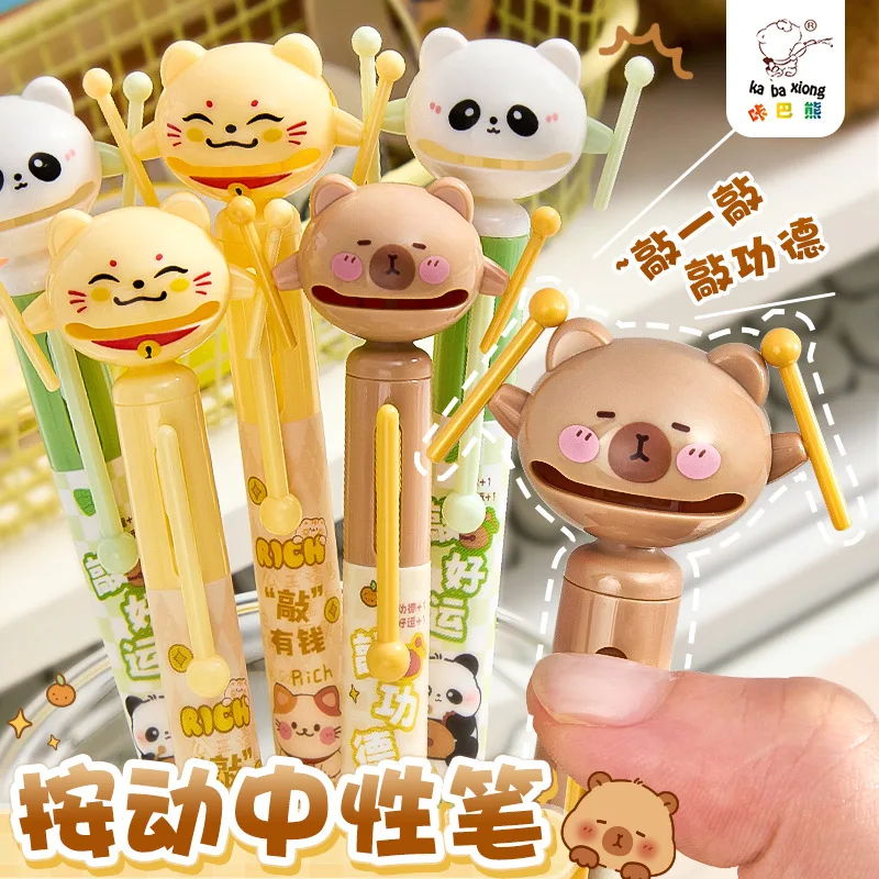 

Kaba Bear Fun Prayer Pen Good Luck Gel Pen Black Pen Large Capacity Interchangeable Cartoon Boxing Pen Student Coffee Bear Pen