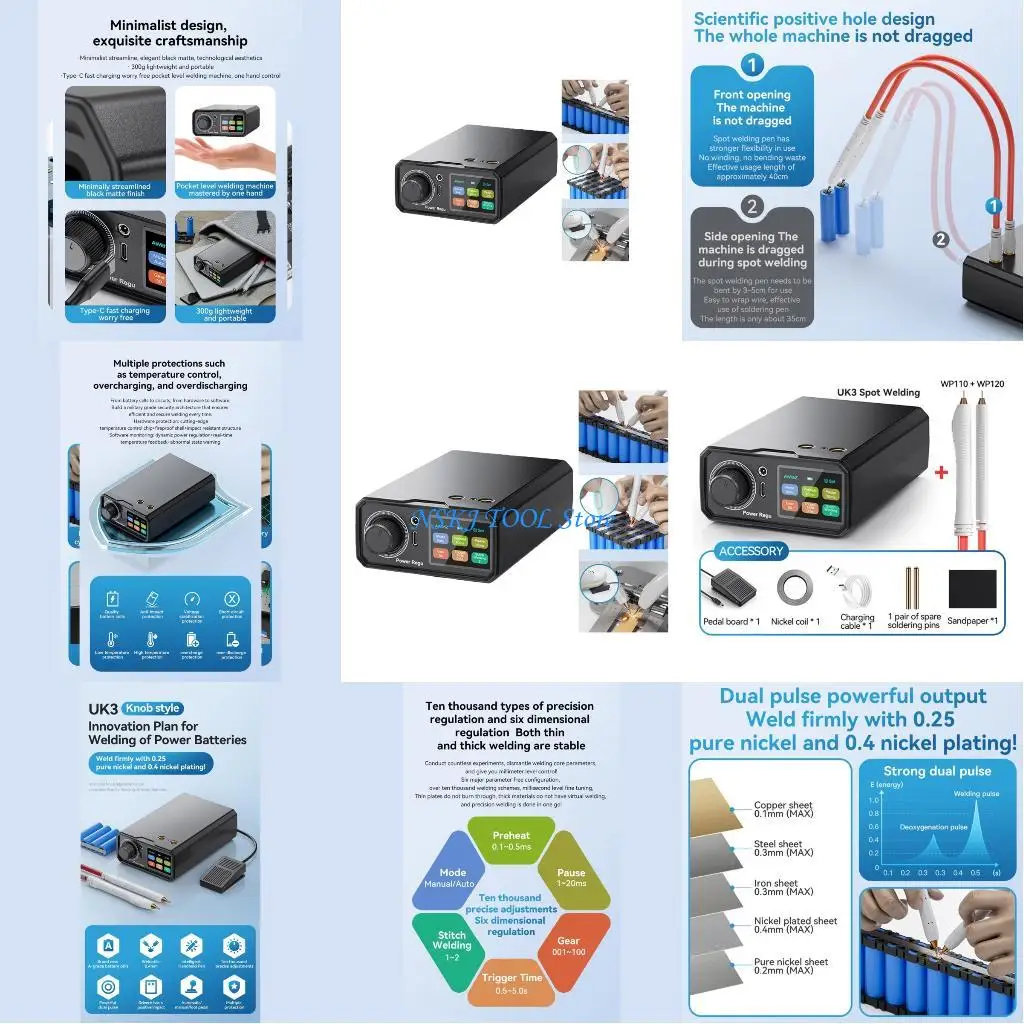 

L8RC Battery Spots Welder,Handheld Spots Welder Battery Welder for 18650 Battery, Welding Sheets, Iron
