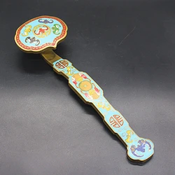 Antique Brass Classic Door Handle Cloisonne Entrance Door Knocker Ruyi Enamel Blue Door Handles for Interior Doors Collection
