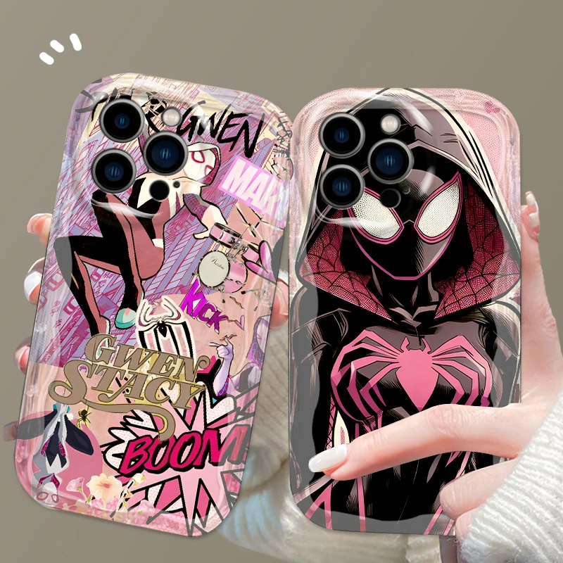 Spider-Woman M-Marvel For Apple iPhone 15 14 13 12 11 XS XR X Pro Max Plus Wave Oil Cover Phone Case