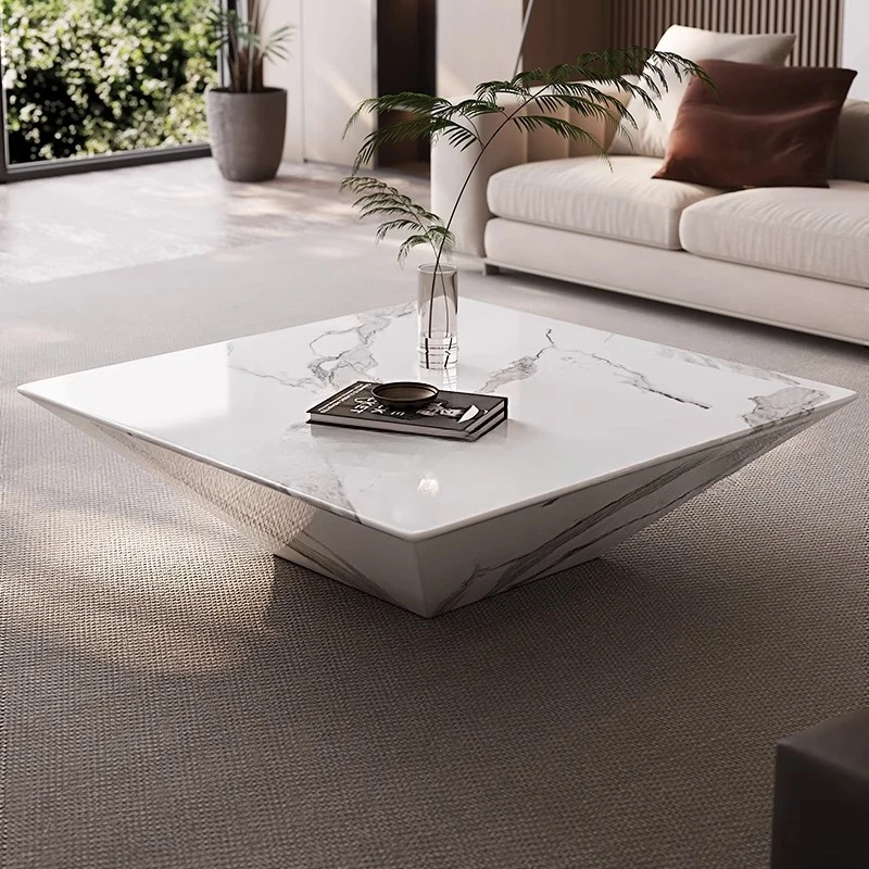 

Creative square coffee table Italian minimalist rock slab living room high-end marble small apartment
