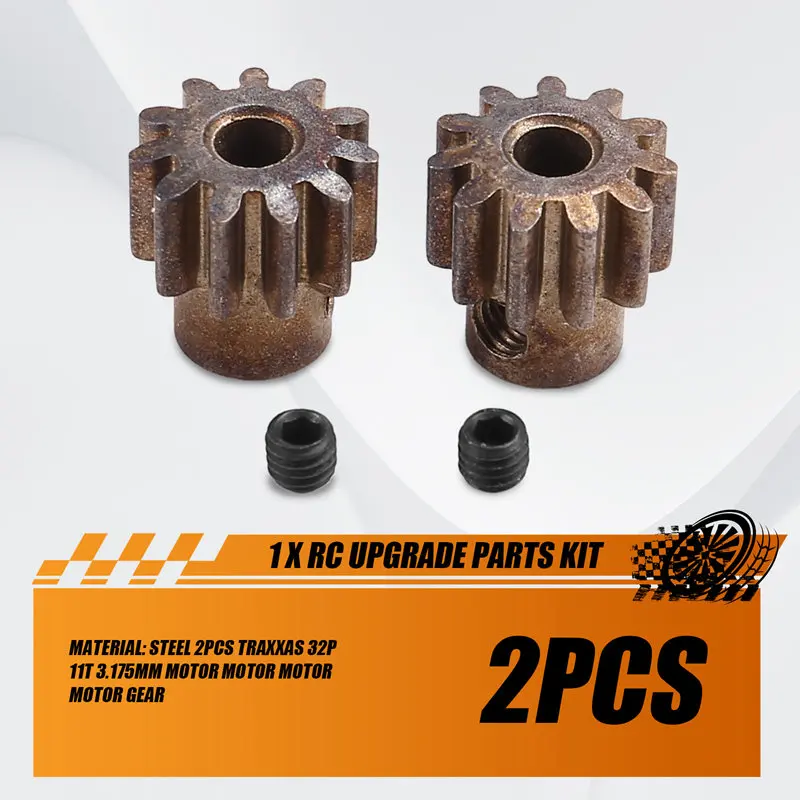 Hot 2PCS Metal Motor Gear Pinion Gear 32P 11T 3.175Mm 6747 For TRX4 6X6 TRX6 RC Car Parts