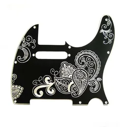 Hand Carved Aluminum Alloy Guitar Tele Pickguard with Pickup Hole Paisley Pattern Electric Guitar Accessories Plate Tele-ab3