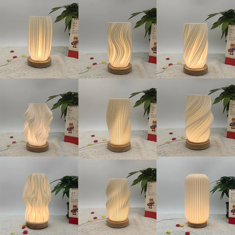 

D5 French Cream Style 3D Desk Table Lamp Red Pleated Bedroom Bedside Lamp Light Study Coffee Shop Card Seat Room Atmosphere Lamp