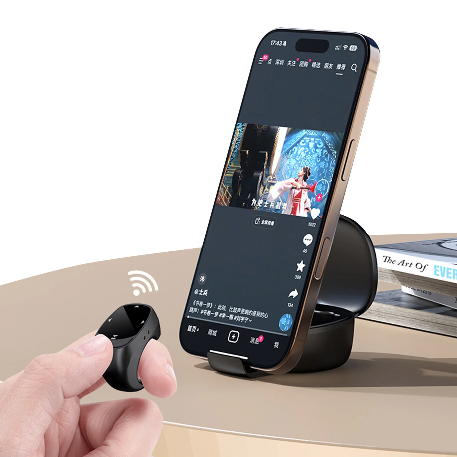 Page Turner Clicker BT Camera Shutter Remote Remote Scrolling Ring Touch Screen Page Turner for iPhone Android