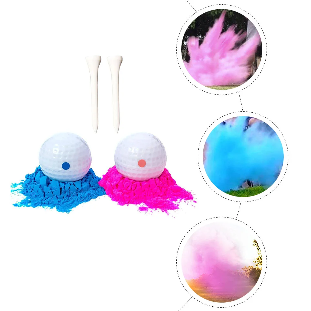 2 Pcs Gender Reveal Toys Powder Ball Golf for Girls Boys Festival Abs Funny Display Party Prop Plaything Smoke Banquet