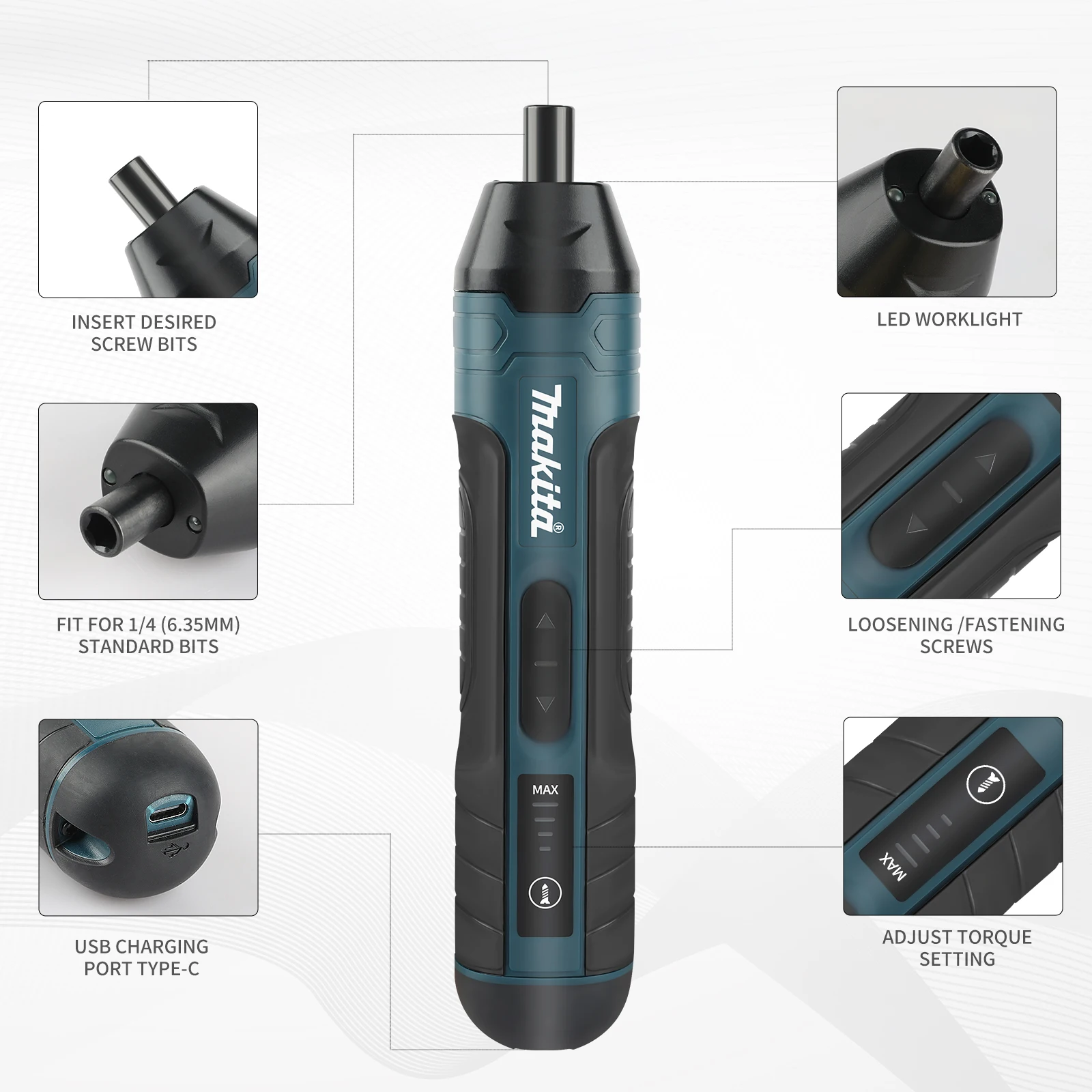 Makita HT422 Cordless Adjustable Multi‑function Electric Screwdriver 3.6V 5N.m Torque 1/4