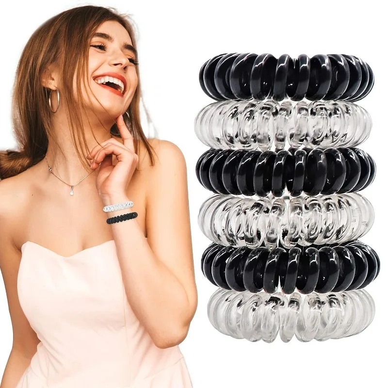 1/30Pcs Large Spiral Hair Ties 43mm Spiral Hair Bands Coil Hair Bands Telephone Cord Bobbles,No Trace Strong Hold Waterproof