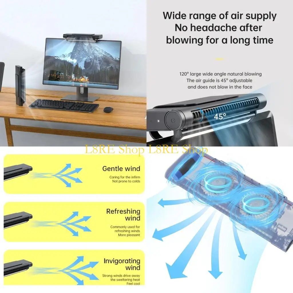 L8RE Computer Hanging-Screen Fan Air Conditioner Cool Cooler Night Light Quiet Tables