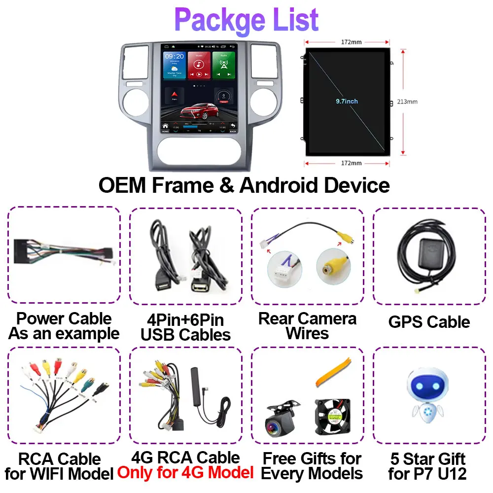 أندرويد 14 لنيسان X-Trail 2003-2007 9.7 "7862S راديو السيارة الوسائط المتعددة مشغل فيديو Carplay Auto GPS Navi No 2din DVD HU Audio