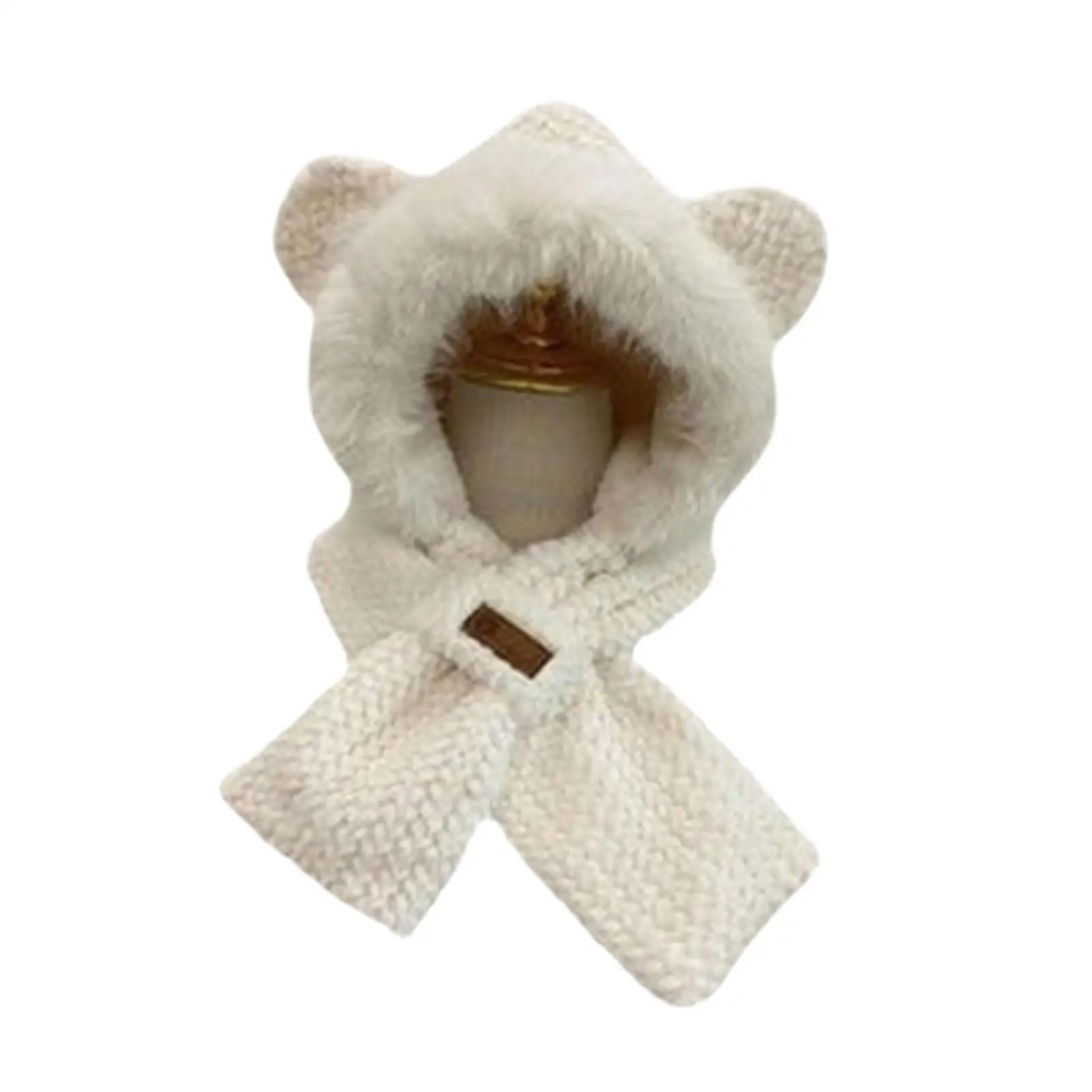plush-hooded-scarf-winter-hood-hat-scarf-set-with-ears-animals-hat-for-themed-party-walking-cycling-travel-outdoor-birthday-gift