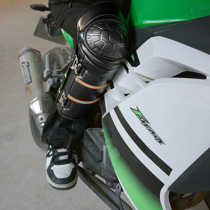 Motorcycle Electric Vehicle PU Knee Pads Adjustable Knee Protector Motocross Tactcal Sport Riding Cycling Skating Ski Knee Pad
