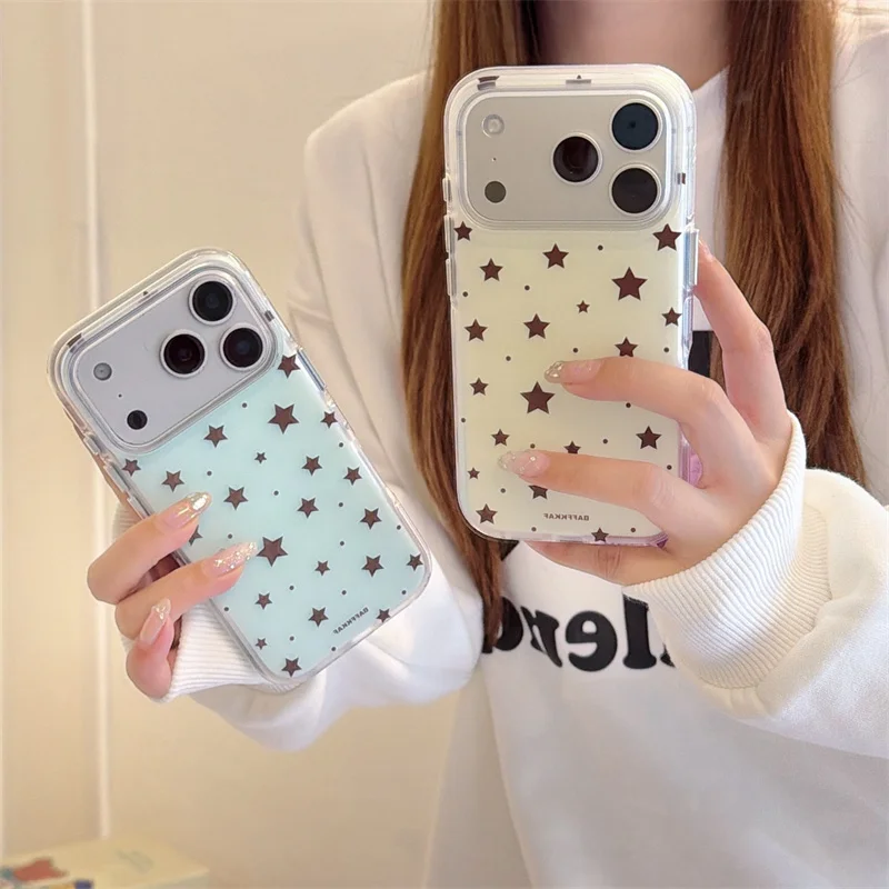 

Minimalist Star Polka Dot Phone Case For iPhone 17 Pro 16 15 14 Pro Max with 4 Colors Double-Sided IMD Shockproof 17pro Cover