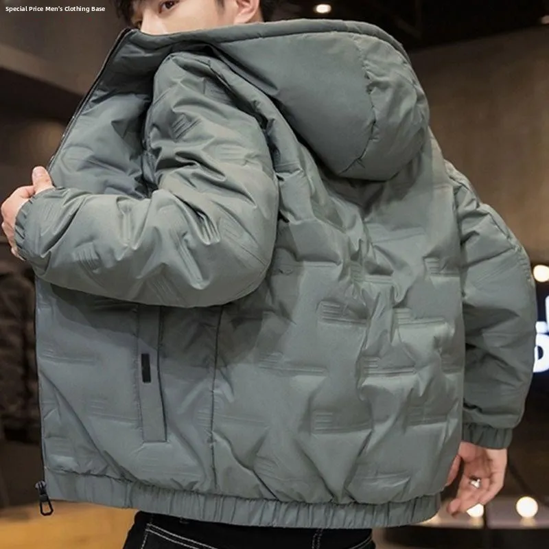 

Men's down Cotton Jaet Winter Thiened Faion Brand Bread Coat ort Sle Slim Fit Chinese Production Stand Collar