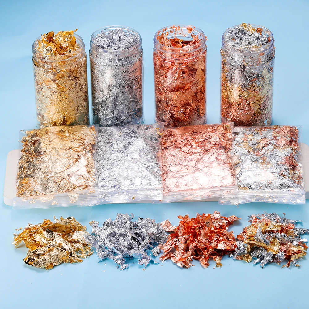 2-10g Folha Glitter Flake Resina Epóxi Molde Decoração Cor Dourada Folha de Enchimento para DIY Molde de Resina Epóxi Artesanato Recheios De Unhas
