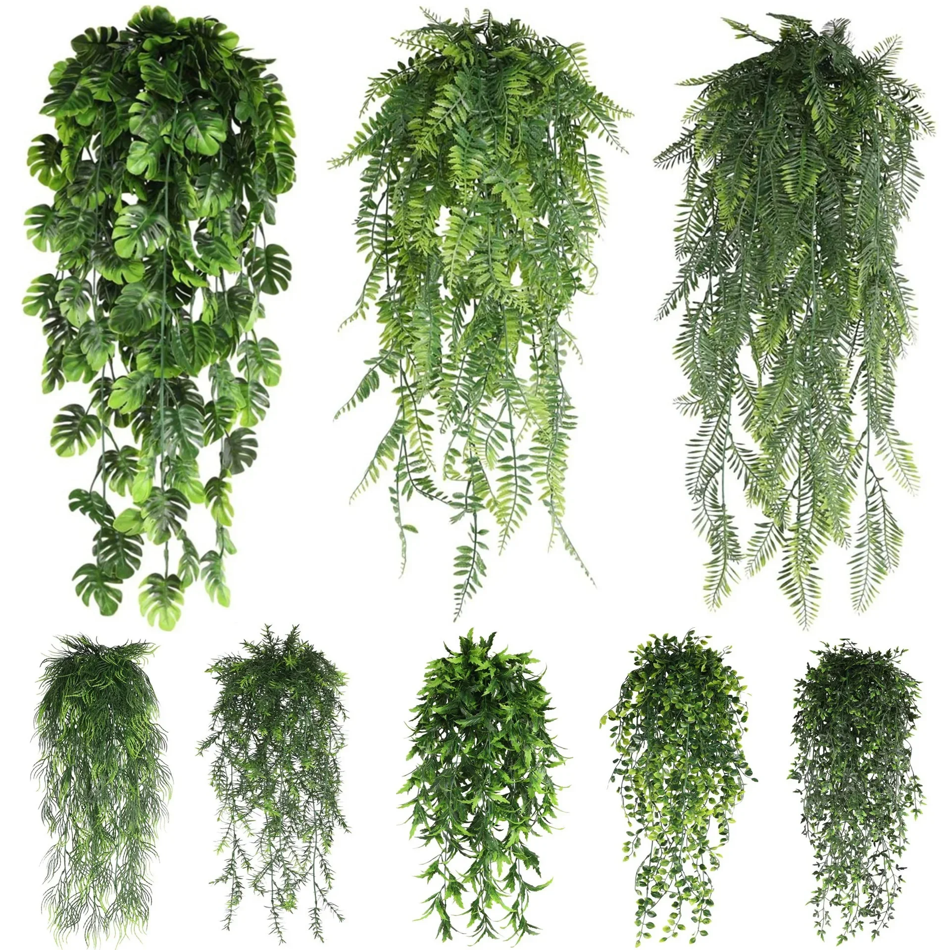 

Artificial plant vine turtleback bamboo fern leaf vine wall hanging ivy home bathroom room decoration green fake plant 80cm 1 pc