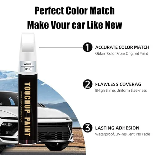 White(Q10) Touch up Paint for Nissan OEM Color Match Car Paint Scratch Repair Kit, Quick & Easy Solution to Repair