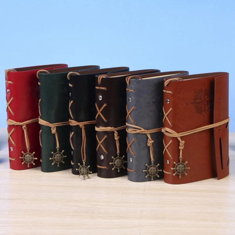 Retro Notebooks & Journals Agenda Binder Sketch Book PU Leather Soft Cover 14x10cm Replaceable Kraft Paper Inner Book