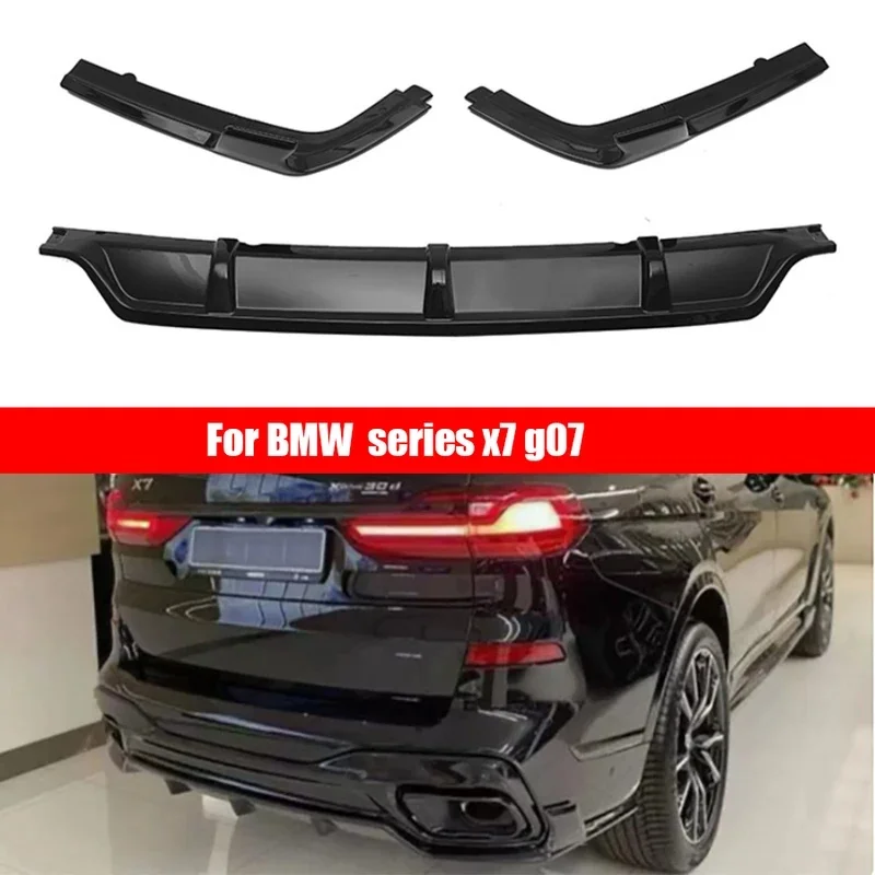 For BMW X7 G07 2022+ Bright Black Back lip Car Rear Bumper Diffuser Rear Splitters glossy black Spoiler Back lip shunt body kit