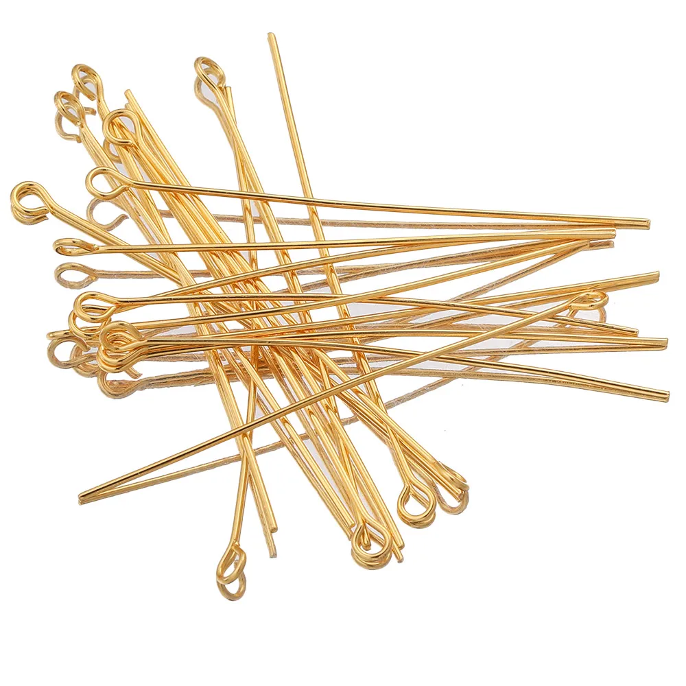 100pc/lot 15 20 30 40 50mm Stainless Steel Gold Silver Plated Eye Head Pins Needles for DIY Jewelry Finding Making Supplies Bulk