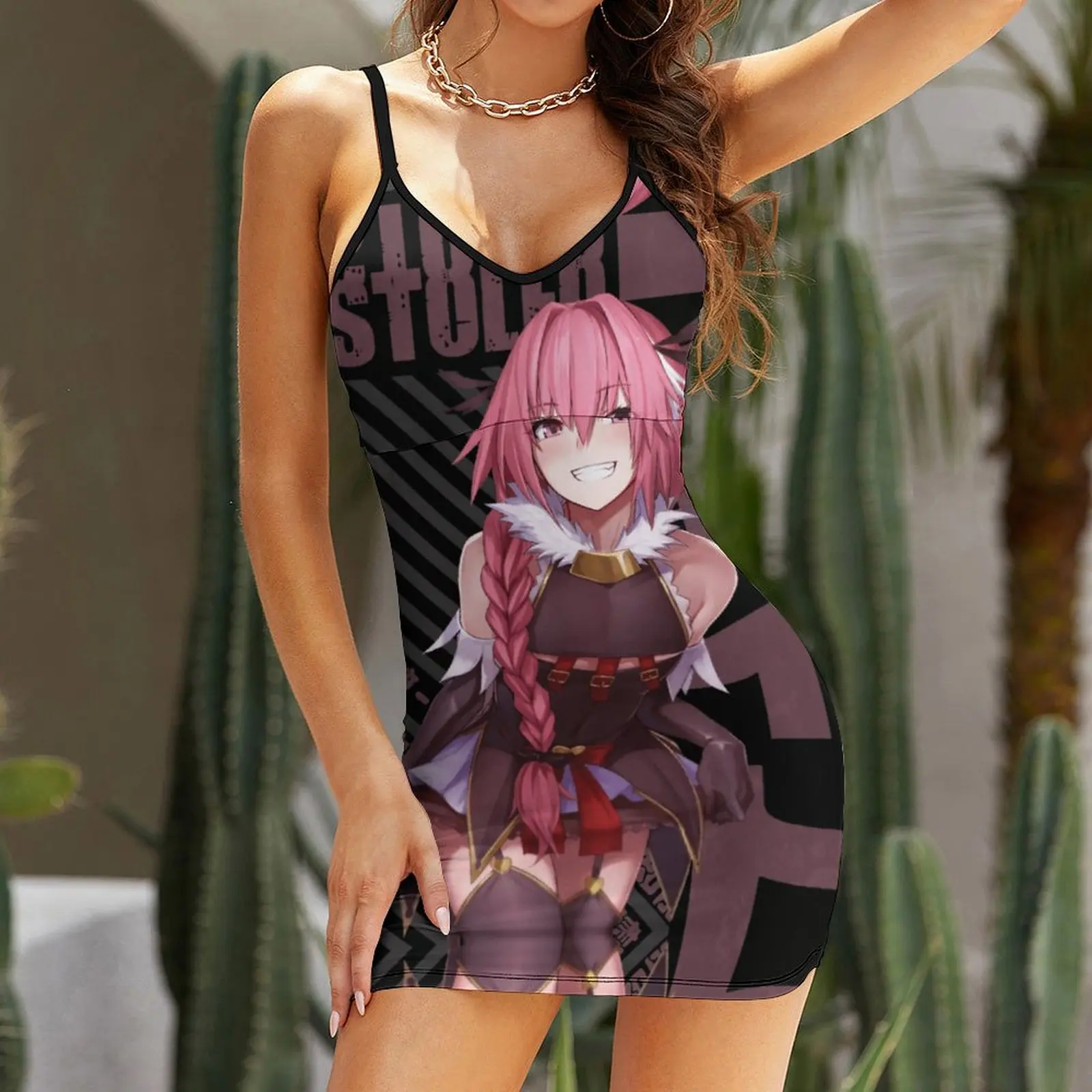 Fate Stay Night Feito Sutei Naito Game Crewneck Rider Astolfo 5 Women's Sling Dress Creative Sexy  Woman's Gown Funny Novelty  P