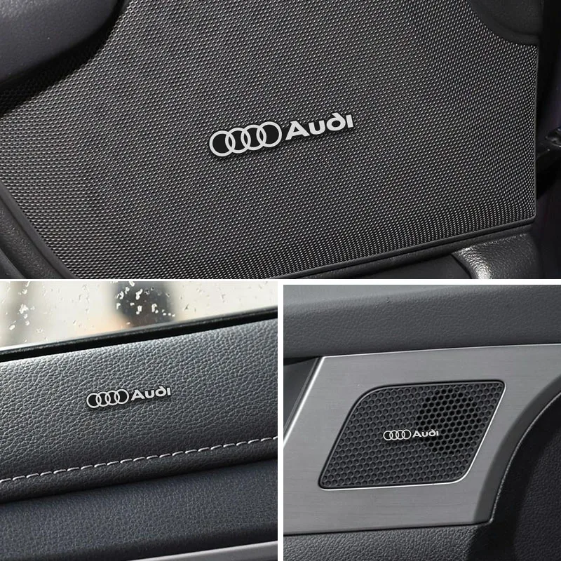 10Pcs 3D Aluminum Car Audio Stereo Speaker Badge Emblem Sticker For Audi A1 A2 A3 A4 A5 A6 A7 A8 Q1 Q2 Q3 Q4 Q5 Q6 Q7 Q8 TT RS3