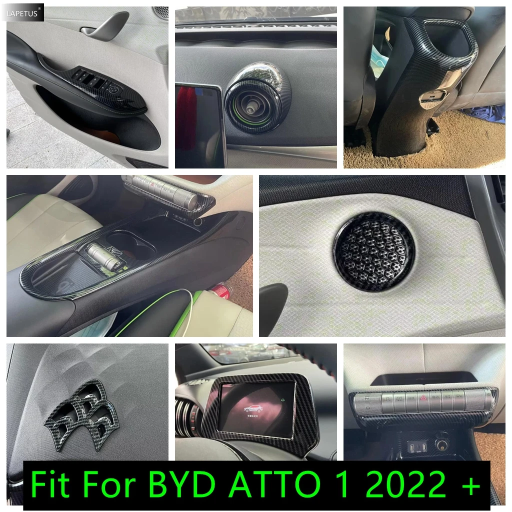 

Carbon Fiber Look Window Lift / AC Air Outlet / Center Console Panel Cover Trim For BYD ATTO 1 2022 2023 2024 Auto Accessories