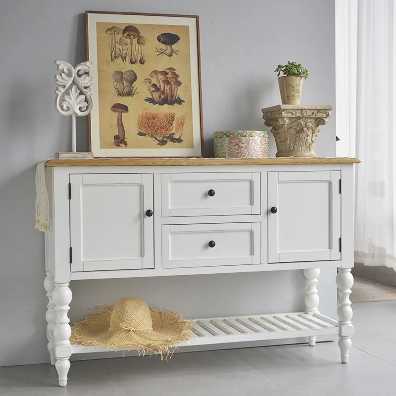 

American country solid wood retro old chest cabinet small apartment French black multi-drawer porch cabinet restaurant locker