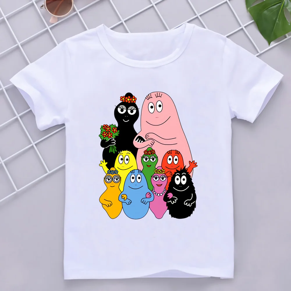 Children Print Barbapapa Cartoon Design Funny T-shirts Kids Summer Tees Boys/Girls Tops Baby Short Sleeve Clothes