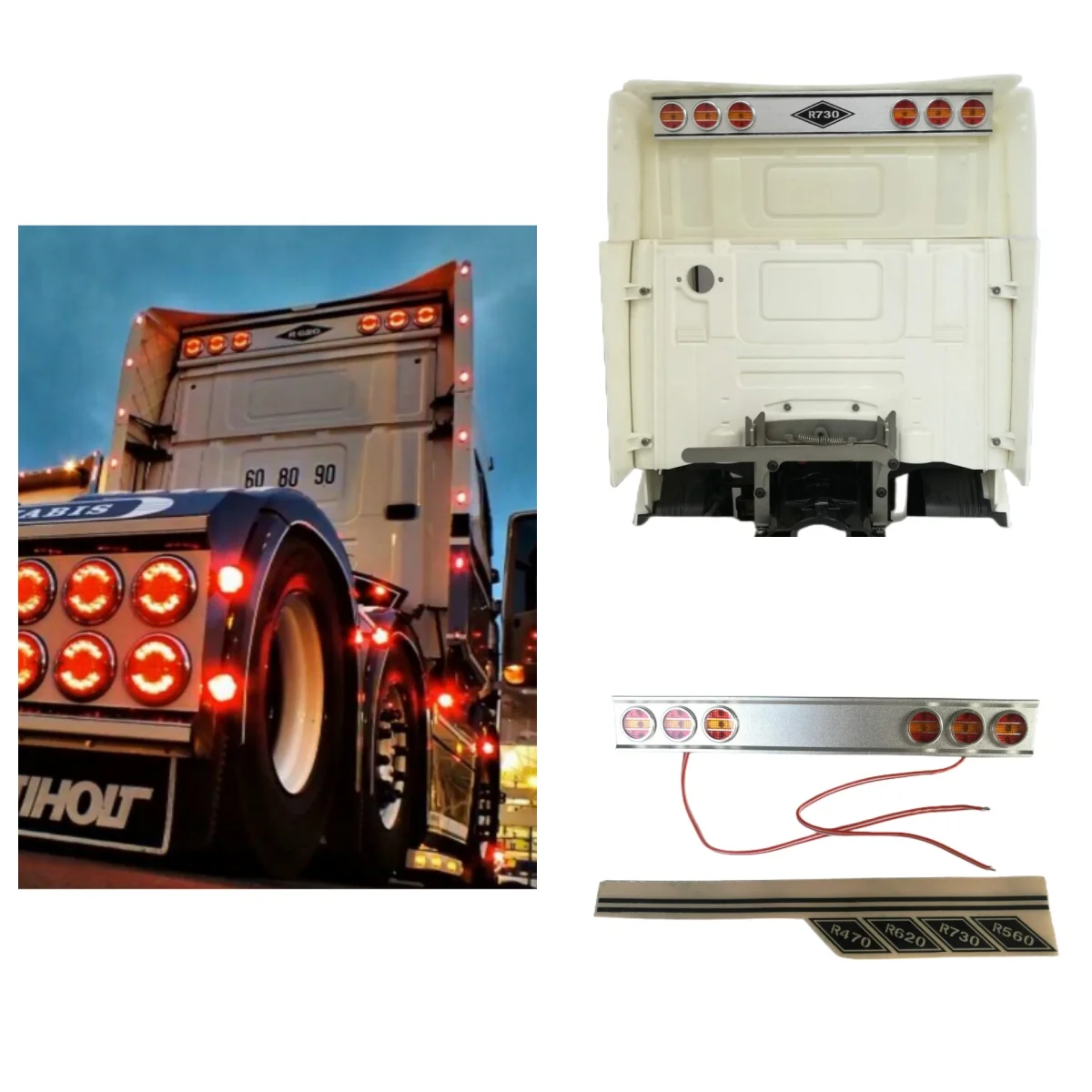 

Brake Signal Light Back Top Lamp for Tamiya 1/14 RC Truck Scania R620 R470 Upgrade Parts