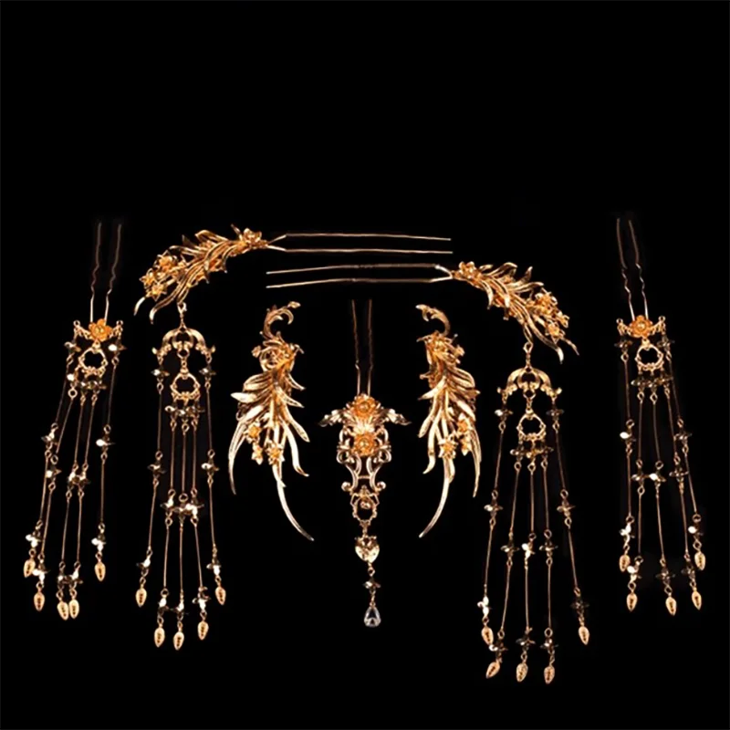 Retro Style Hanfu Hair Accessories with Butterfly Element Simple Hairpin Set Bridal Wedding Hairwear Jewelries