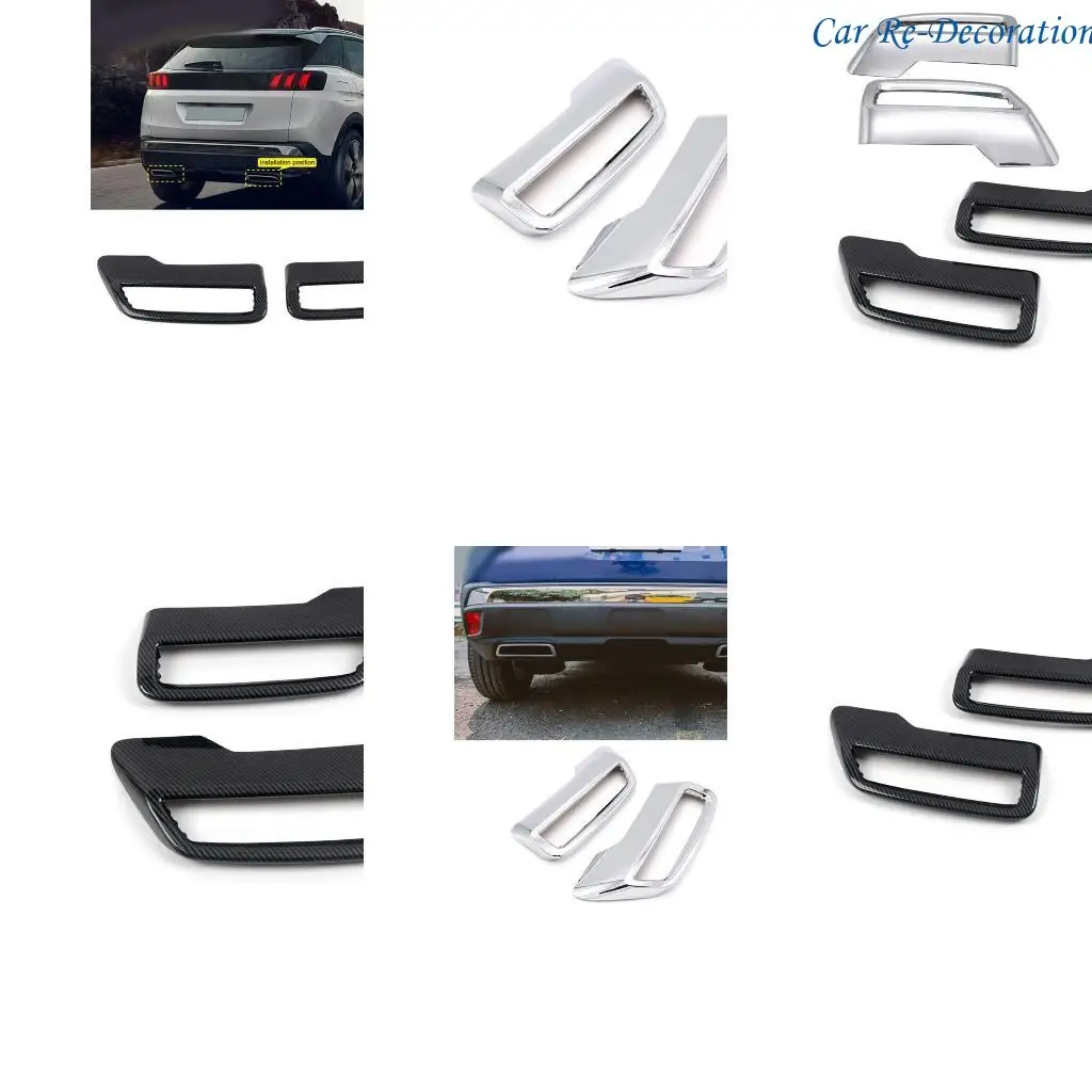 

R58D 2Pcs Rear Exhaust Muffler End Pipe Cover Trim for Peugeot 3008 4008-5008