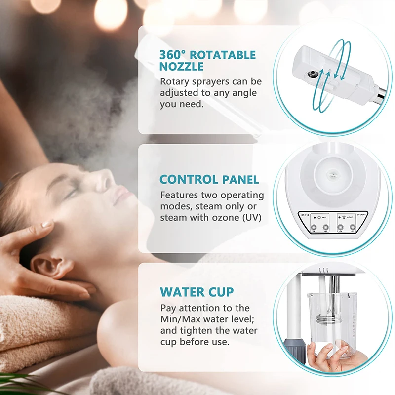 

LESEN 2-In-1 Facial Steamer Spa Skin Moisturizer Skin Care Hot Facial Steamer Deep Cleaning Steam Machine Warm Mist for Face