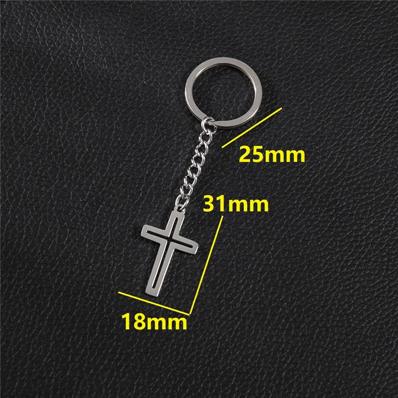 Simple Religious Jesus Cross Keychain for Men Women Punk Crucifix Pendant Car Keyring Keyholder Handbag DIY Jewelry Accessories