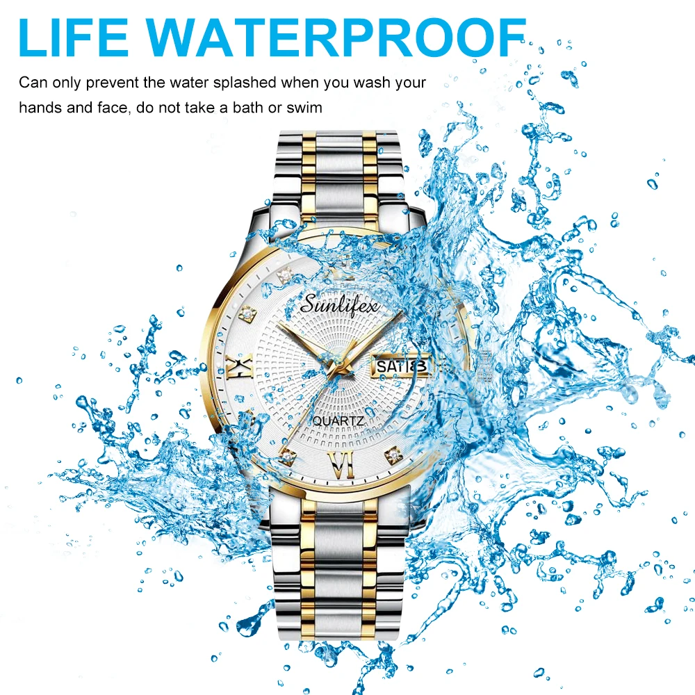 Sunlifex 2024 Orologio tradizionale da uomo d'affari Orologio al quarzo da indossare ogni giorno semplice e per il tempo libero