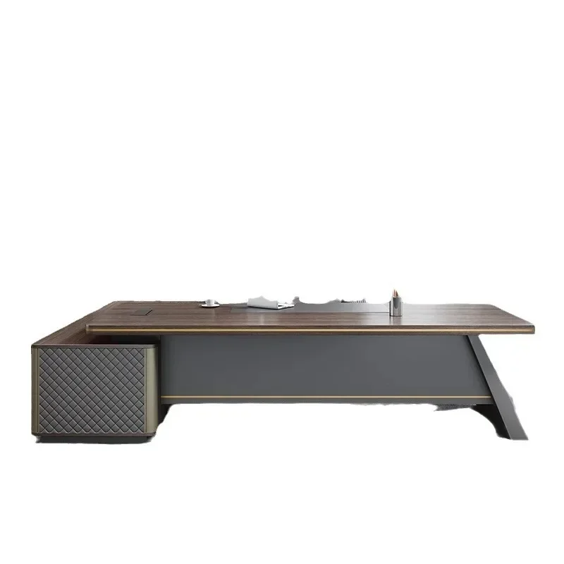 Elegant, light luxury, General Manager's desk, Boss's CEO's desk combination, simple and modern