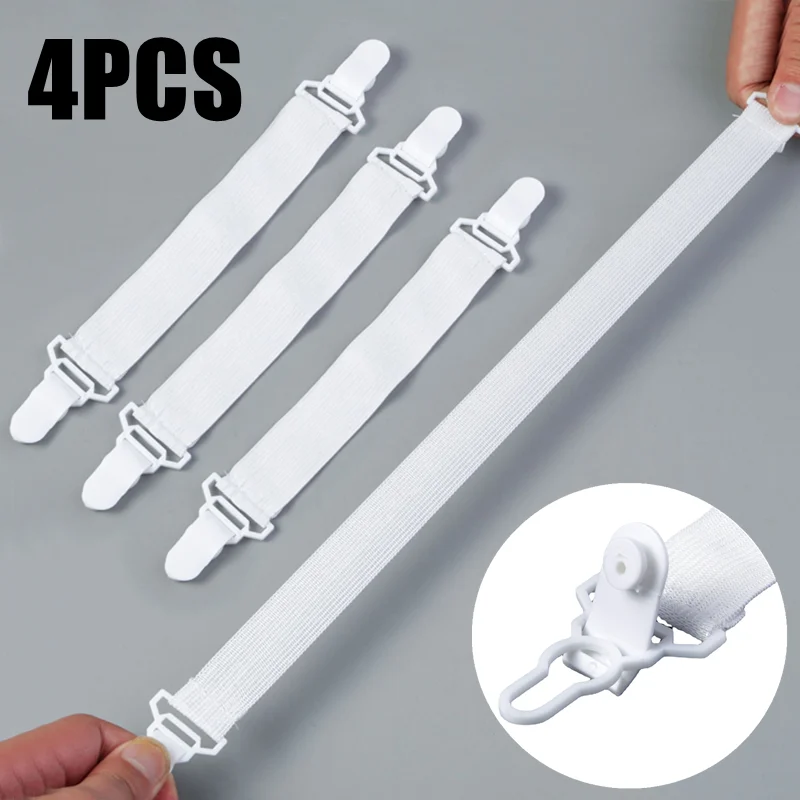 

4Pcs/set Elastic Bed Sheet Grippers Double Head Clips Gripper Holder Suspender Bed Sheet Fasteners Adjustable Length 15-30cm