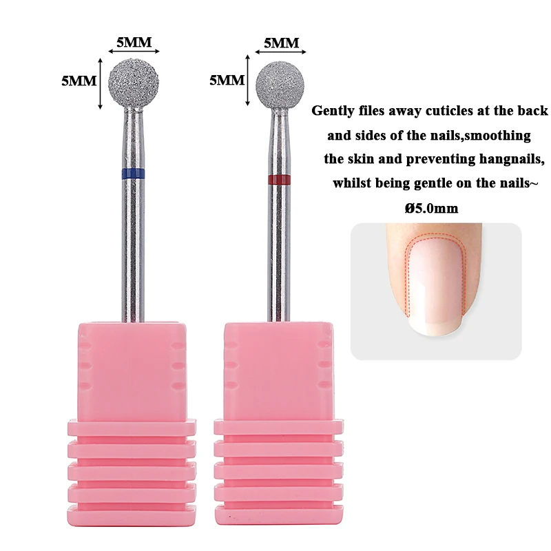 3/4/5MM Ball Diamond Milling Cutter For Manicure Electric Nail Drill Machine Accessories Pedicure Nail File Gel Remover Tool
