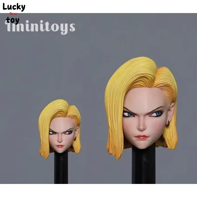 Iminitoys1/6 1/12 Scale Android18 Beauty Gilr Head Played Lazuli Head Sculpt Model Toy for 12/6'' Tbleague Pale Color Body Doll