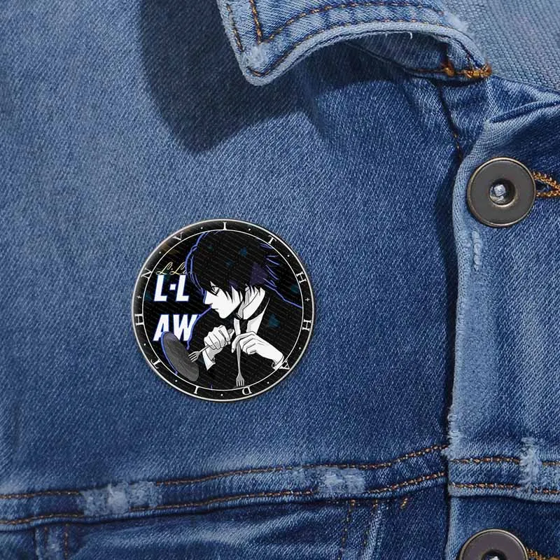 Classic Anime Death Note Button Pin Tinplate L Yagami Light Ryuk Round Brooch Cosplay Cartoon Badge Backpack Clothes Accessories