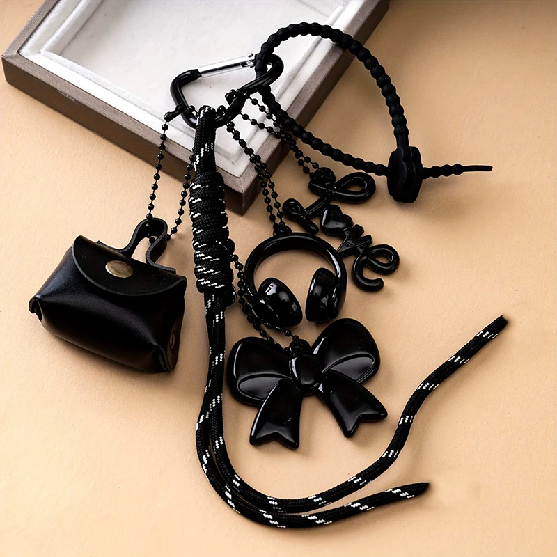 Maillard Braid Rope Pendant Exquisite Cute Leather Pendant Charm With Mini Bow Bag Women Luxury Bag Key Chain Mobile Phone Decor