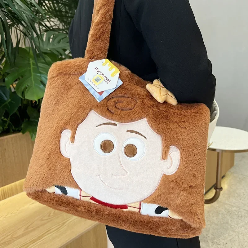 Disney Woody Plush Doll Shoulder Bag Large Capacity One Shoulder Bag Cartoon Fashion Leisure Children Handbag Gift Toy Story Bag