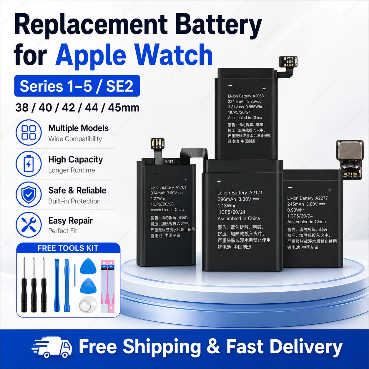 Smart Watch Replacement Li-ion Battery for Apple Watch S1-S5 SE2 38/40/42/44/45MM Repair Spare Cell Parts