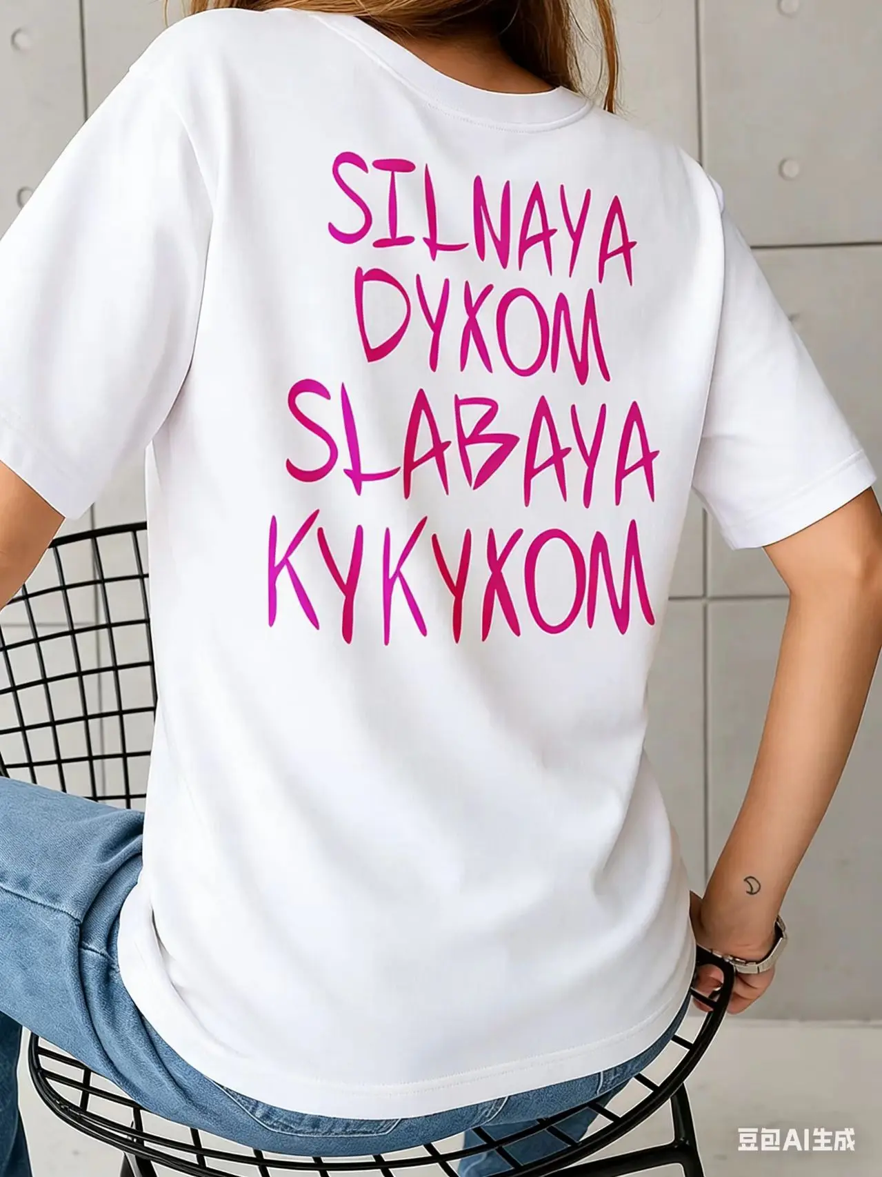 Russian Letter Printed Female Power Tshirt White 100% Pure Cotton Short Sleeve High Street Women's T-shirt Summer Clothes 2026 view 5