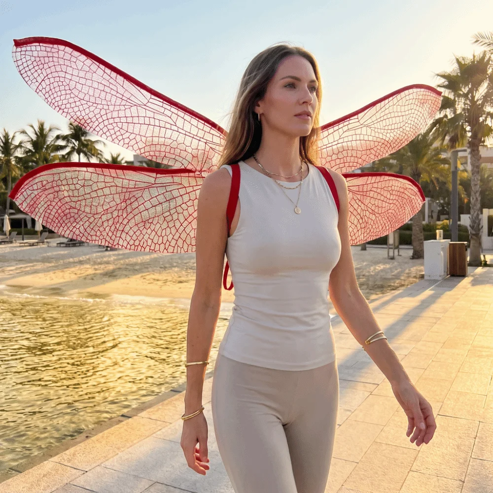 Cute Polyester Dragonfly Wings Transparent Mesh Iridescent Fairy Elf Wings Lightweight Shimmer Costume Wings Cosplay Event