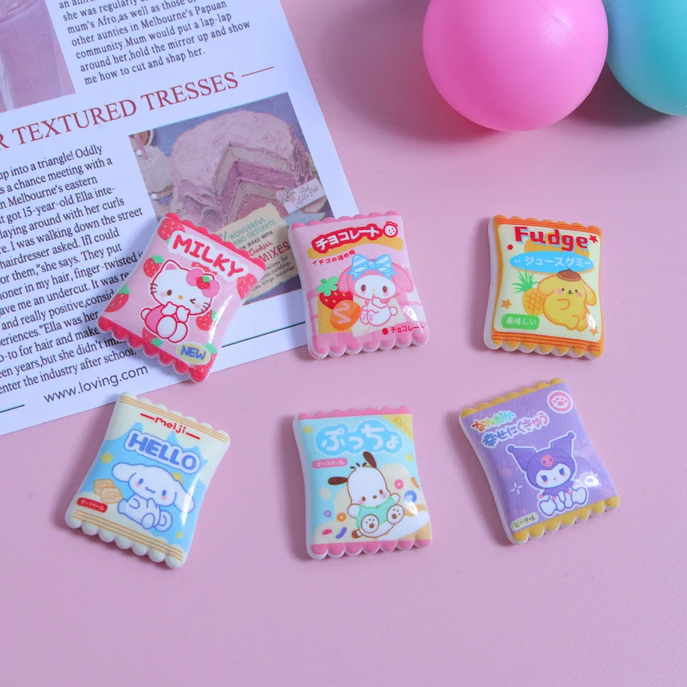 10/60pcs Adorable Snack Bag Resin Cabochons, Glossy DIY Acce