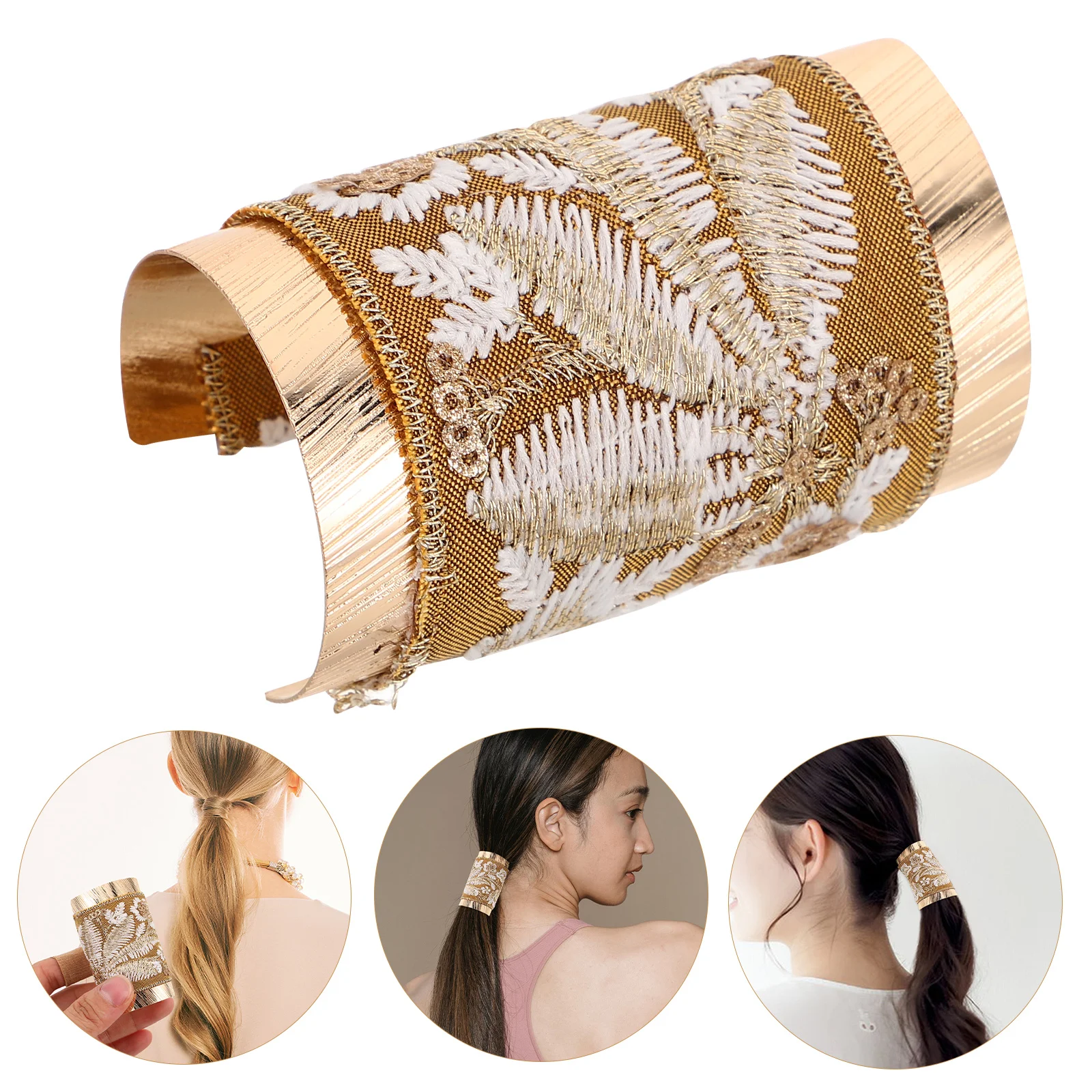 

Elegant Metal Barrettes For Women Cuffs Decorative Dress Up Rings Sturdy Ponytail Holders Comfortable Durable Hair Accessories